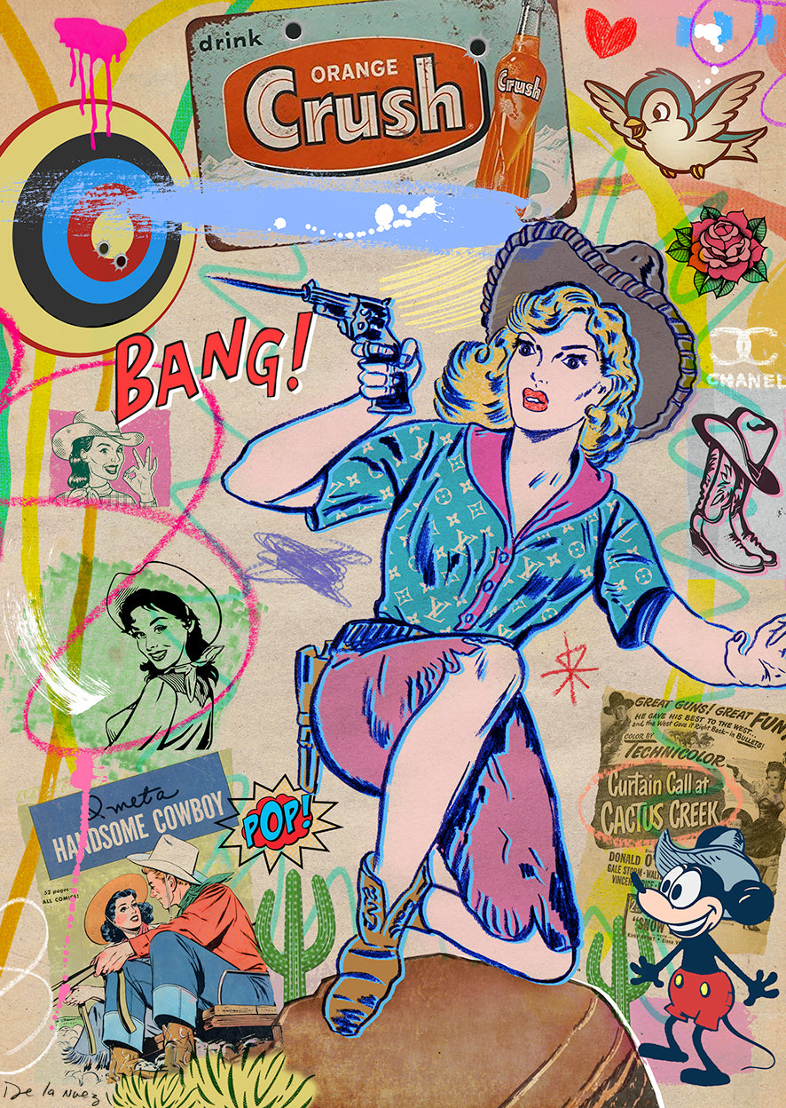 USA ストリート看板　COWGIRL Cowgirls Print | Nelson De La Nuez The King of Pop Art ® PopLand