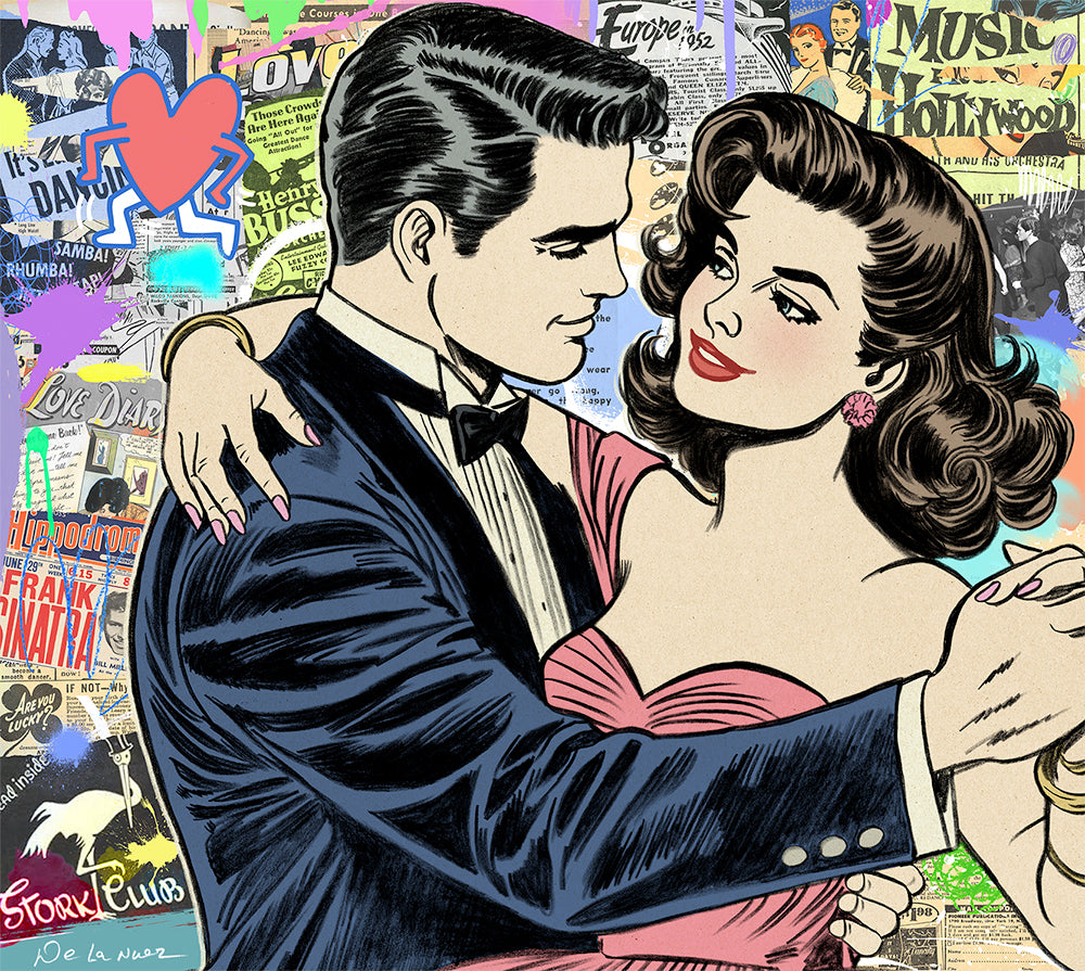 King of Pop Art Nelson De La Nuez Dance the Night Away Print Love Couple Romance Dancing