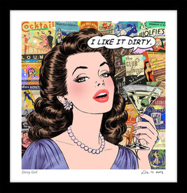 king of pop art nelson de la nuez dirty girl print martini cocktail olives vodka material girl