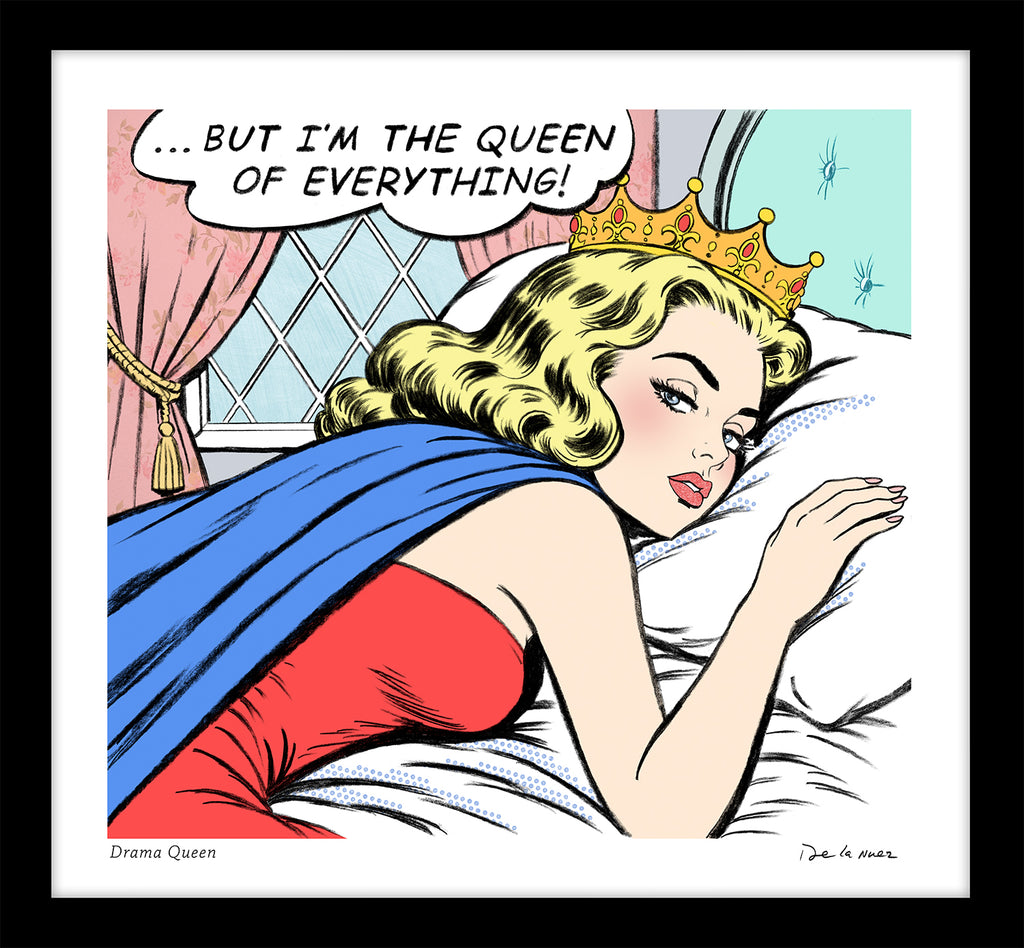 king of pop art nelson de la nuez drama queen print material girl princess crown entitled