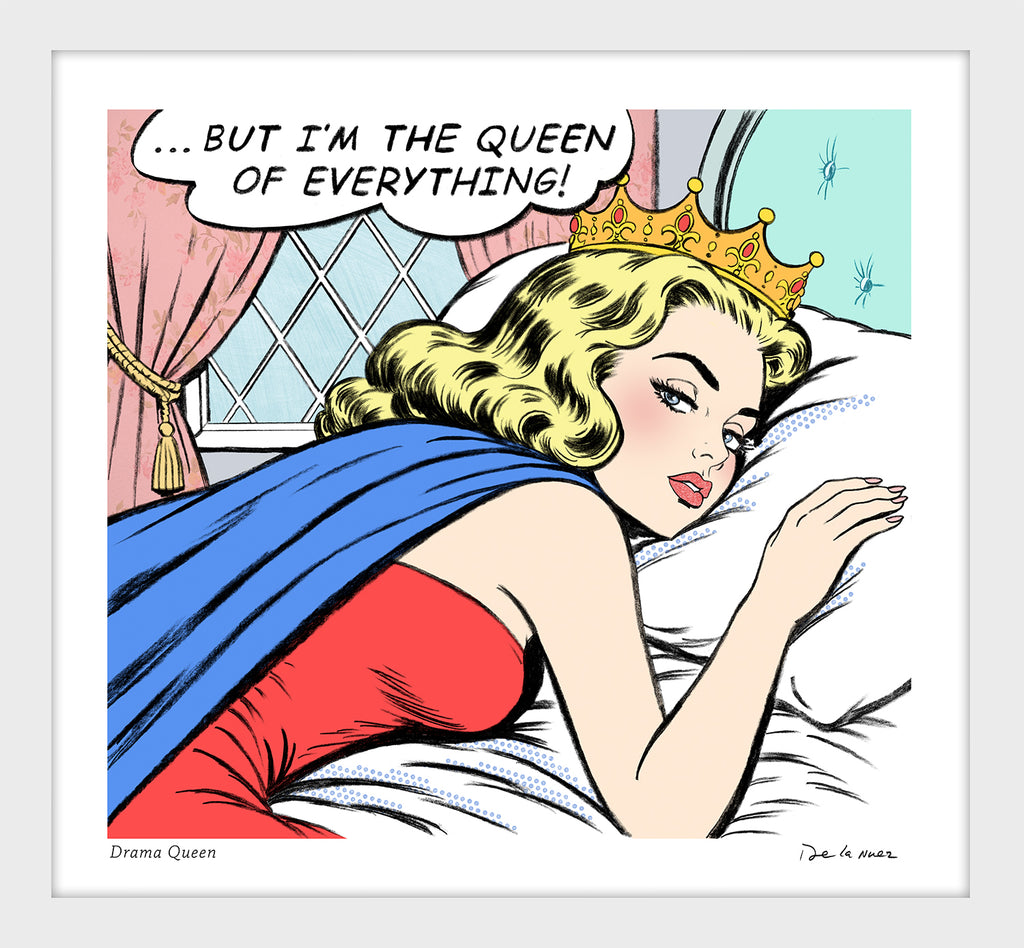 king of pop art nelson de la nuez drama queen print material girl princess crown entitled