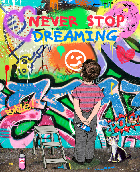 king of pop art nelson de la nuez dream big print graffiti street art positive quotes inspiration motivation