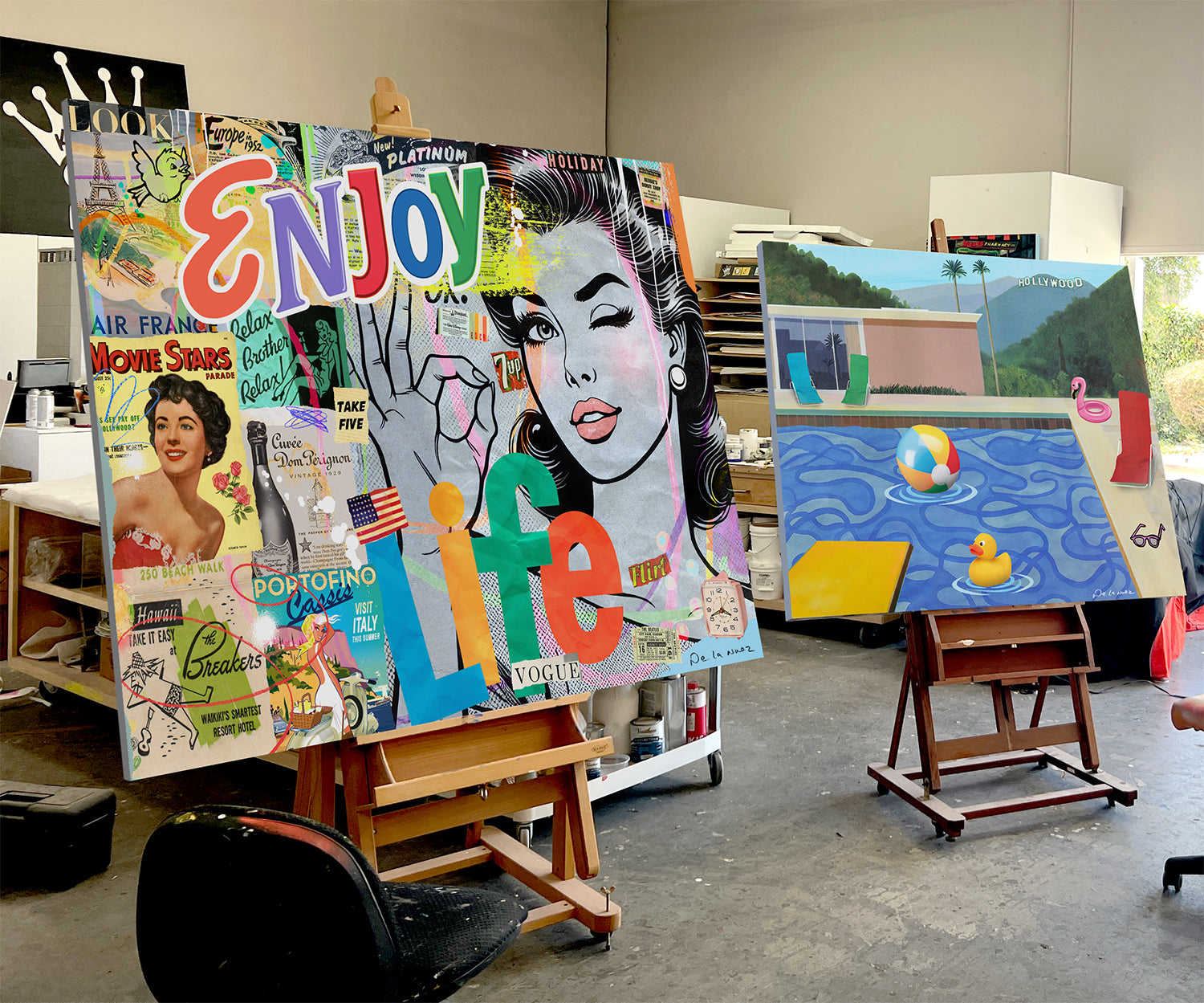 nelson de la nuez enjoy life canvas positive vibes travel europe pop art painting art studio