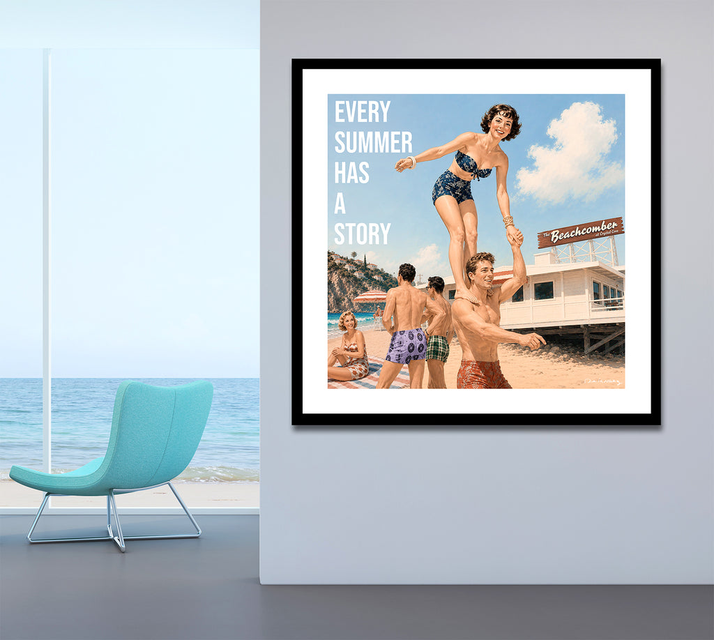 king of pop art nelson de la nuez every summer has a story print fun in the sun friends vacation beach swim party vacation