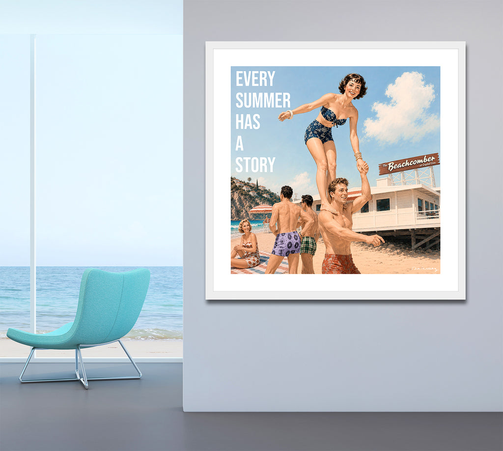 king of pop art nelson de la nuez every summer has a story print fun in the sun friends vacation beach swim party vacation