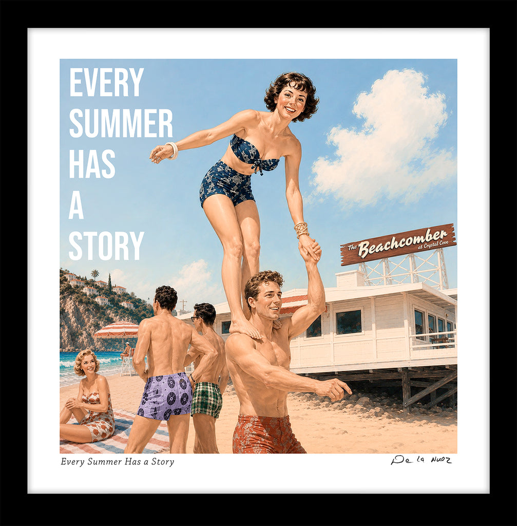 king of pop art nelson de la nuez every summer has a story print fun in the sun friends vacation beach swim party vacation