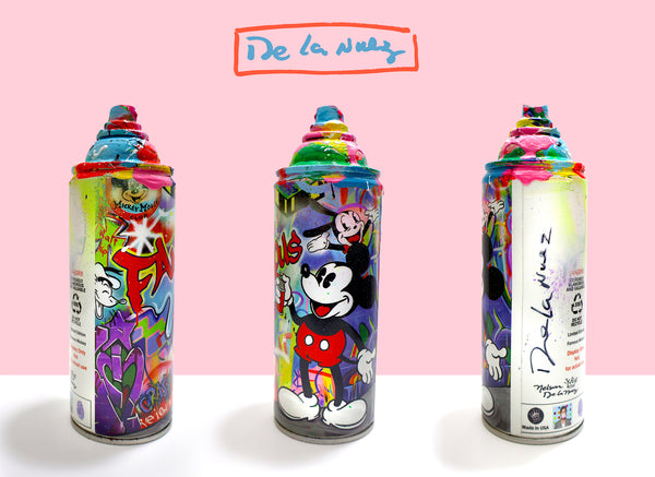 King of Pop Art Nelson De La Nuez Spray Can Series: Famous Mickey Collectible Sculpture Mixed Media Spray Paint Graffiti Mickey Mouse