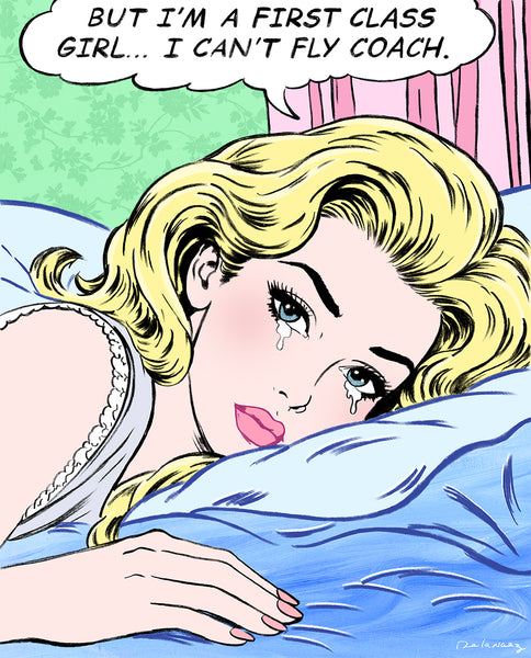 First Class girl nelson de la nuez pop artist pop art luxury airplane private jet