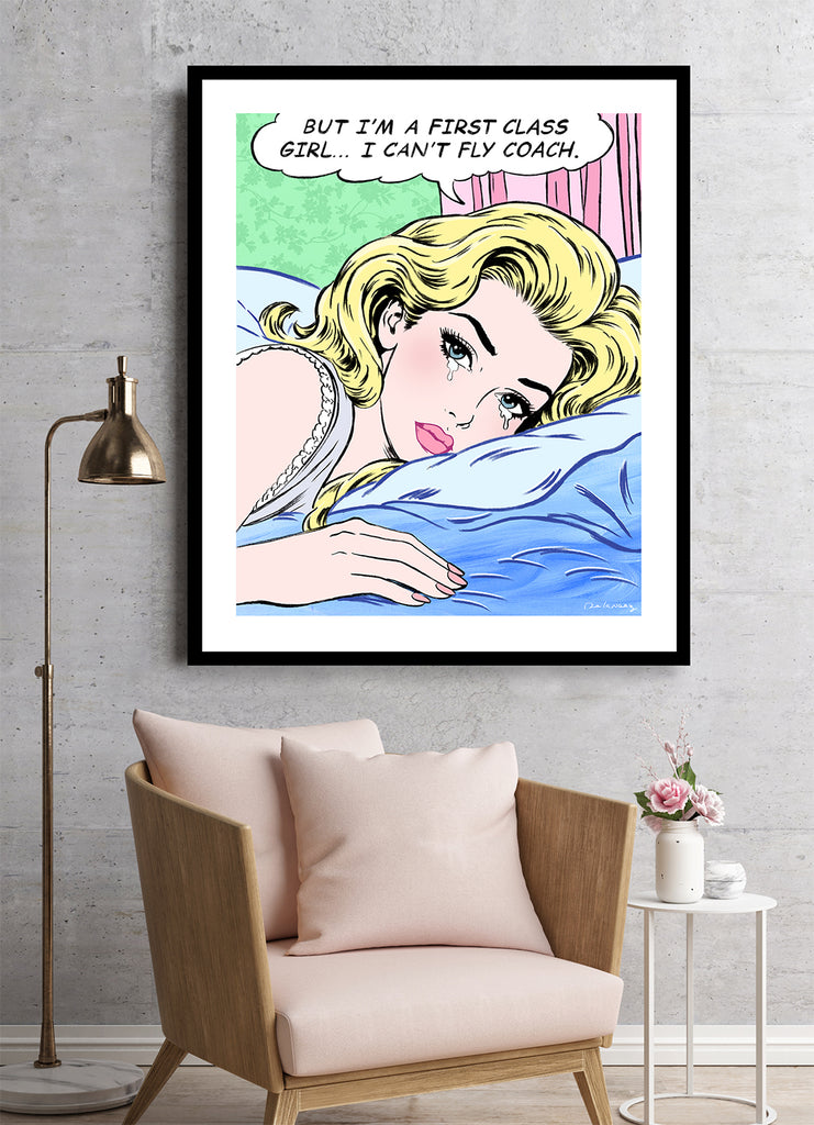 First Class girl nelson de la nuez pop artist pop art luxury airplane private jet