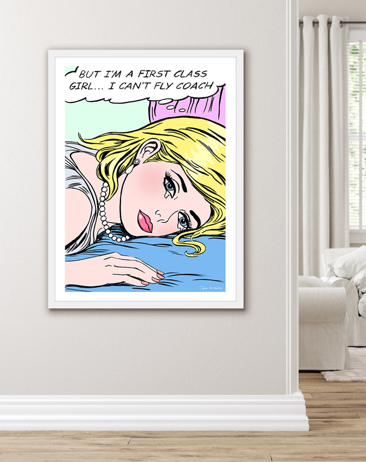 First Class girl nelson de la nuez pop artist copyrighted art luxury airplane
