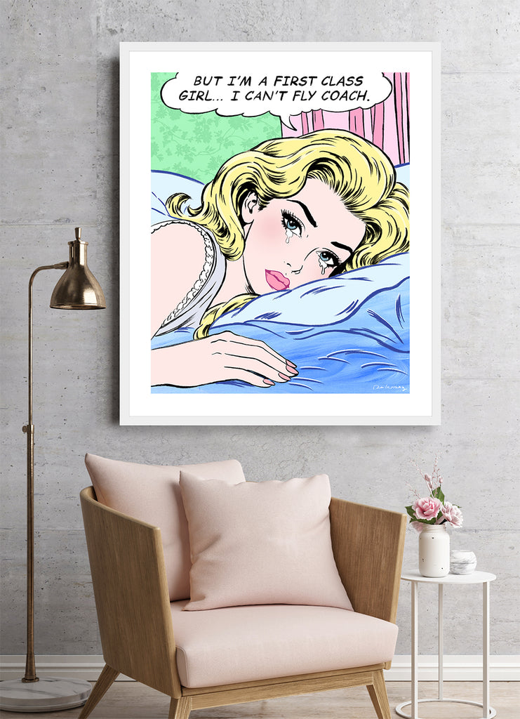 First Class girl nelson de la nuez pop artist pop art luxury airplane private jet