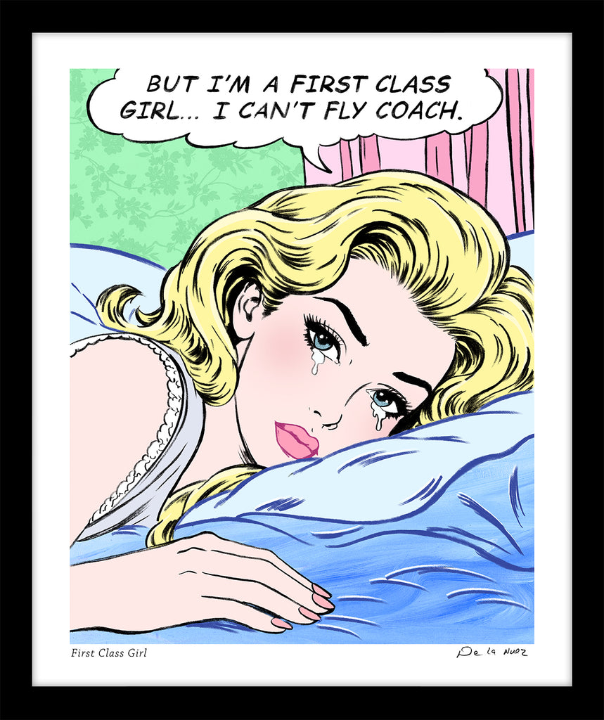 First Class girl nelson de la nuez pop artist pop art luxury airplane private jet