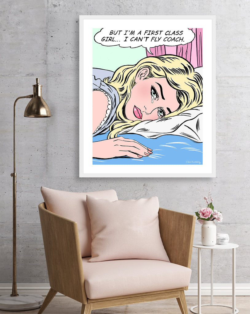 First Class girl nelson de la nuez pop artist copyrighted art luxury airplane