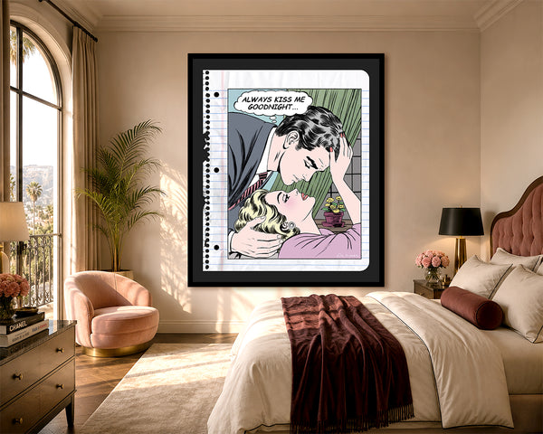 king of pop art nelson de la nuez goodnight my love always kiss me goodnight love couple kiss romance