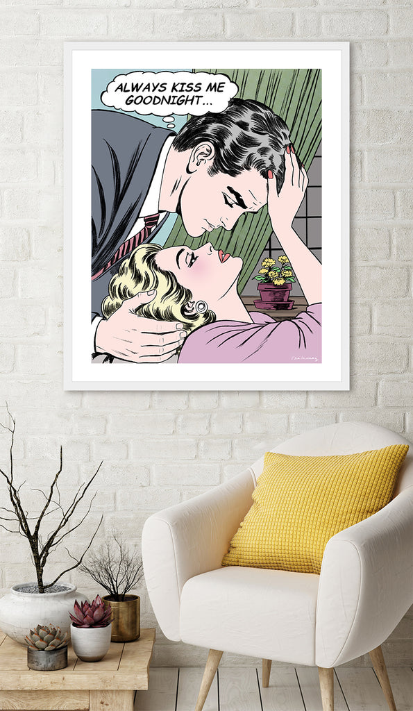 king of pop art nelson de la nuez goodnight my love always kiss me goodnight love couple kiss romance