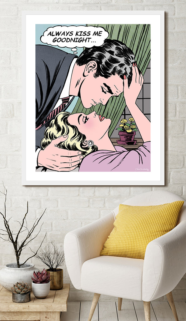 king of pop art nelson de la nuez goodnight my love always kiss me goodnight love couple kiss romance