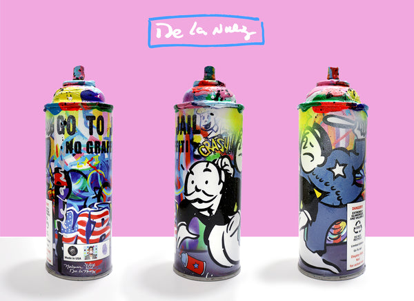 King of Pop Art Nelson De La Nuez Spray Can Series: Go to Jail Collectible Sculpture Mixed Media Spray Paint Graffiti Monopoly