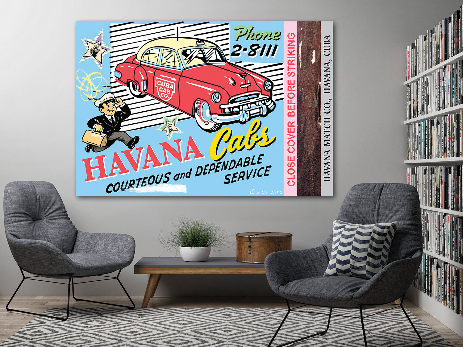 Havana cuba cab co painting cuban art matchbook nelson de la nuez
