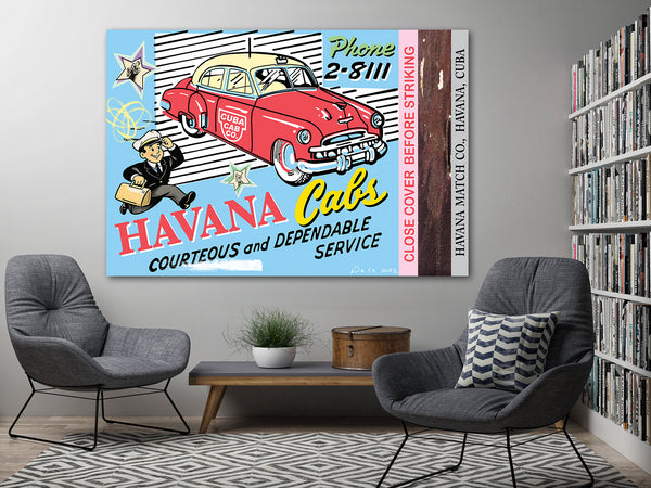 Havana cuba cab co painting cuban art matchbook nelson de la nuez