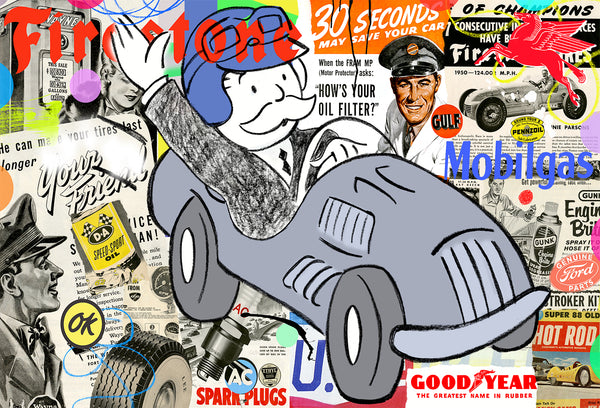 king of pop art nelson de la nuez iconic racer race car racing auto monopoly