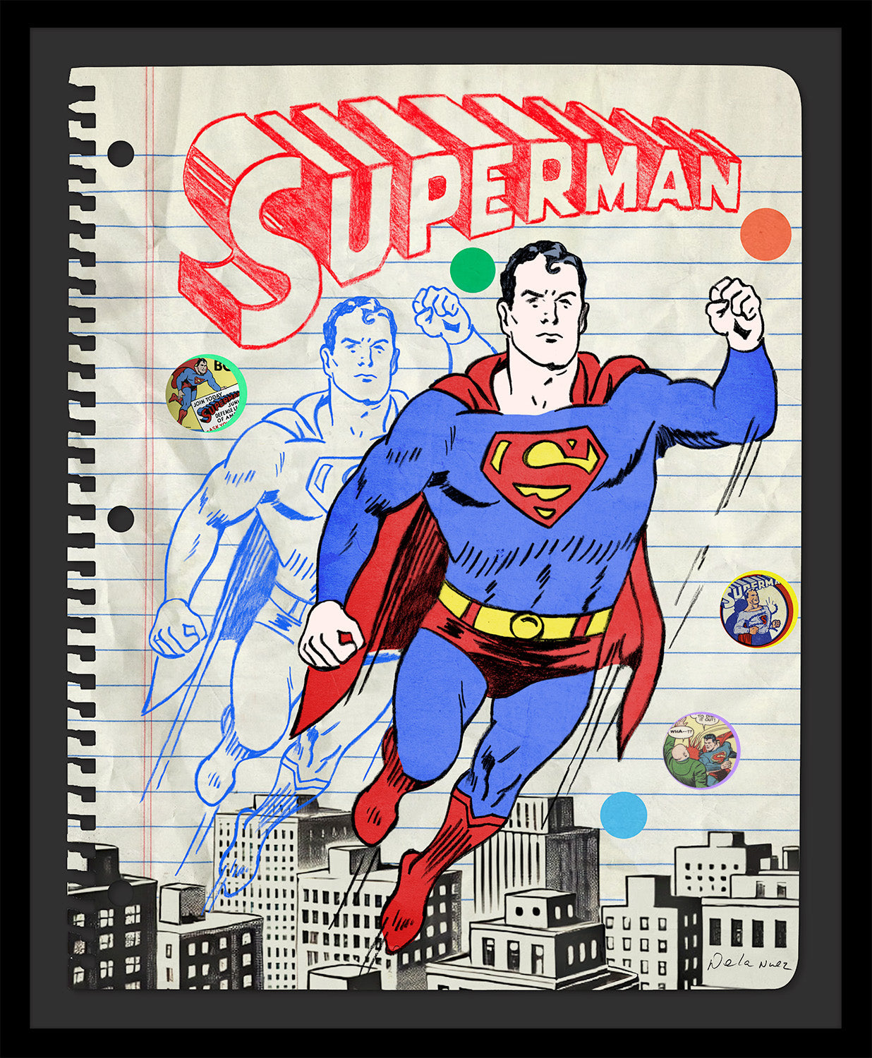 It's Superman -  Mixed Media - FRAMED, Signed