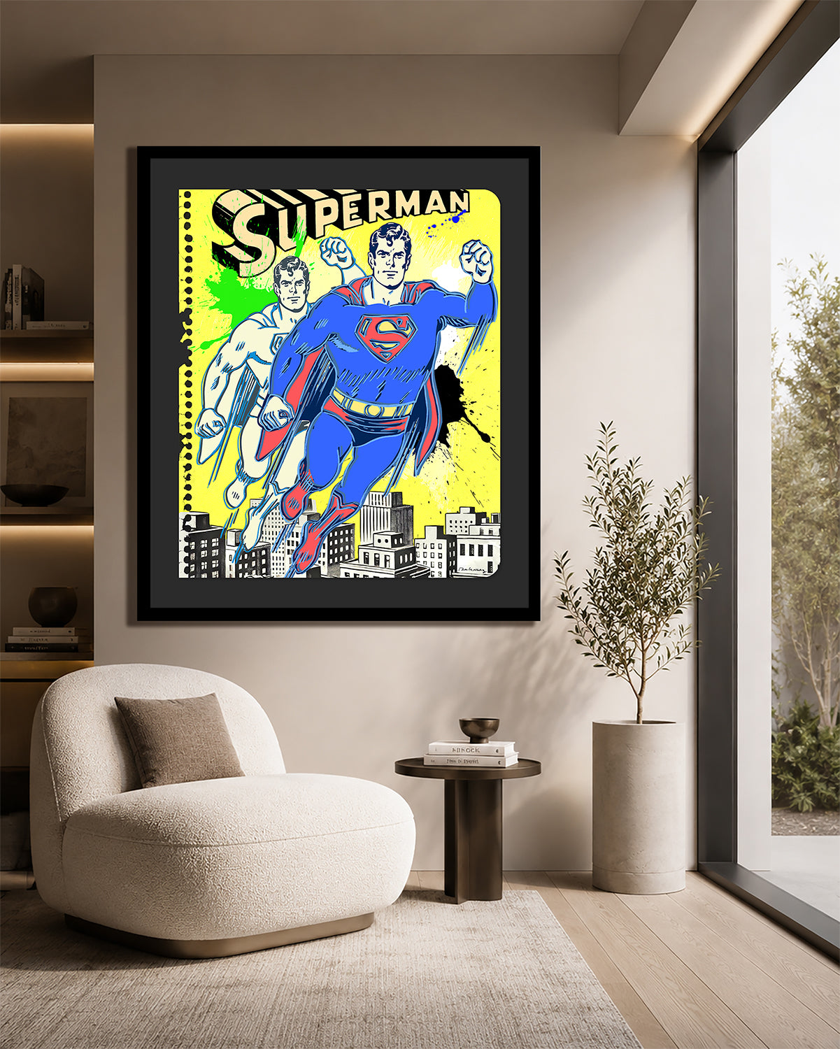 nelson de la nuez pop art superman superhero art framed mixed media contemporary art king of pop art comic book