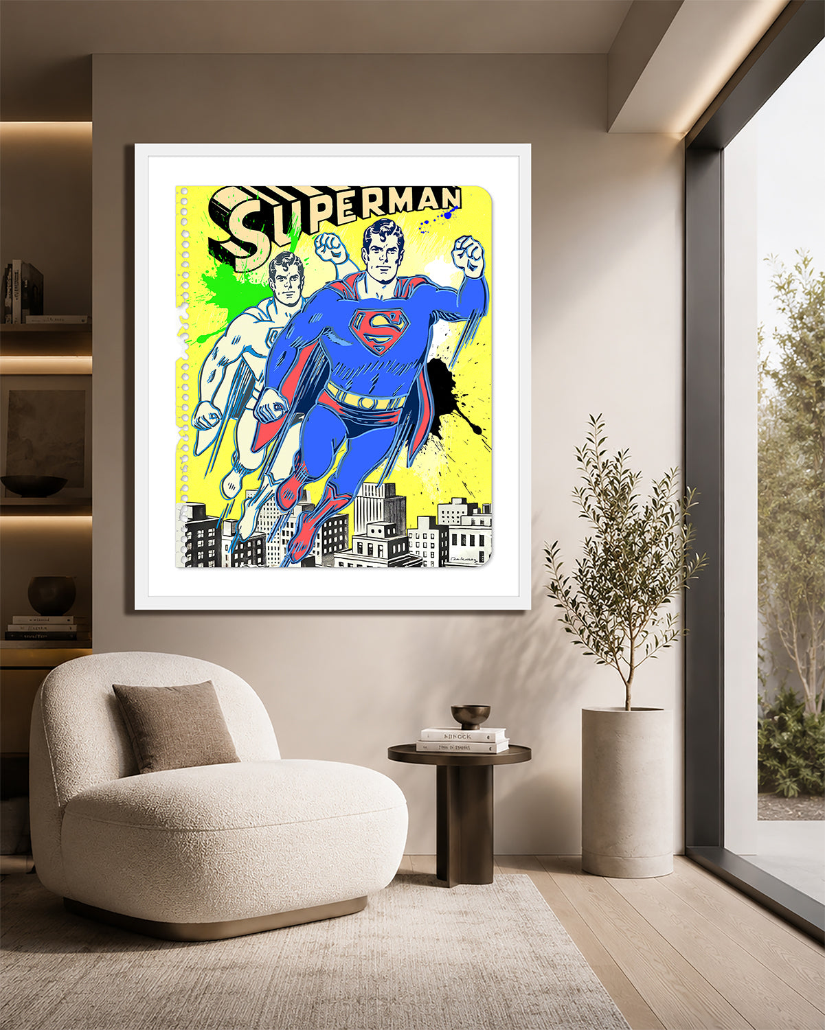 nelson de la nuez pop art superman superhero art framed mixed media contemporary art king of pop art comic book