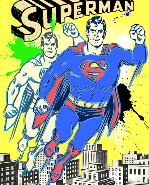 nelson de la nuez pop art superman superhero art framed print contemporary art king of pop art 