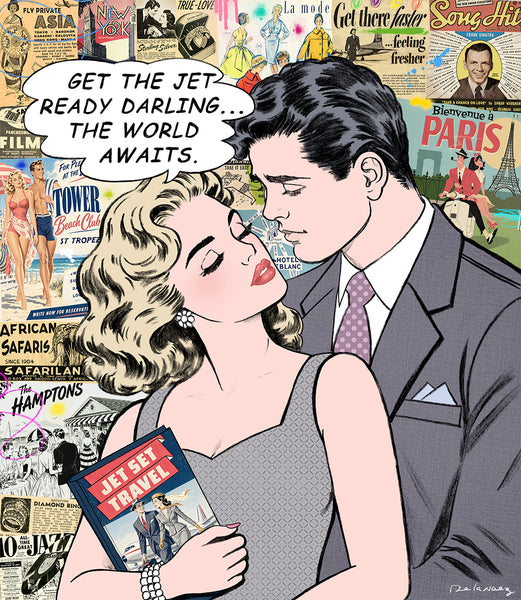 jetsetter jet setter luxury travel jet first class jet set hamptons paris romance nelson de la nuez pop art