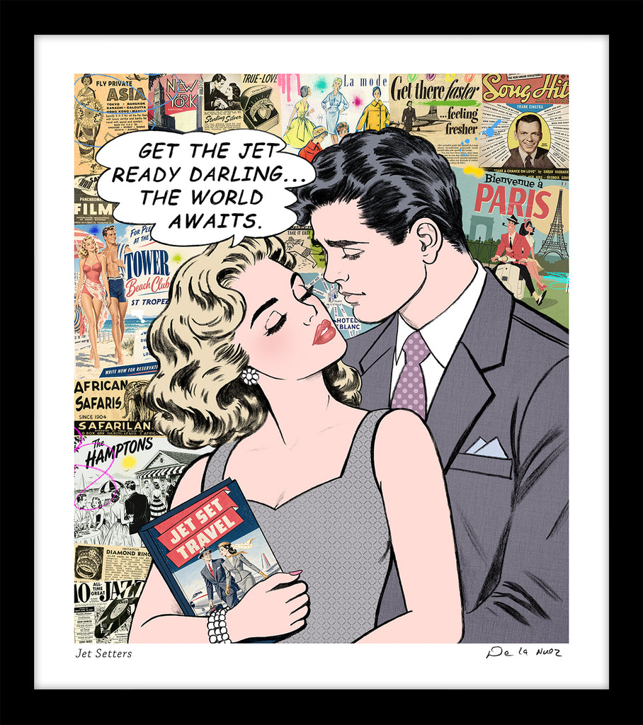 jetsetter jet setter luxury travel jet first class jet set hamptons paris romance nelson de la nuez pop art