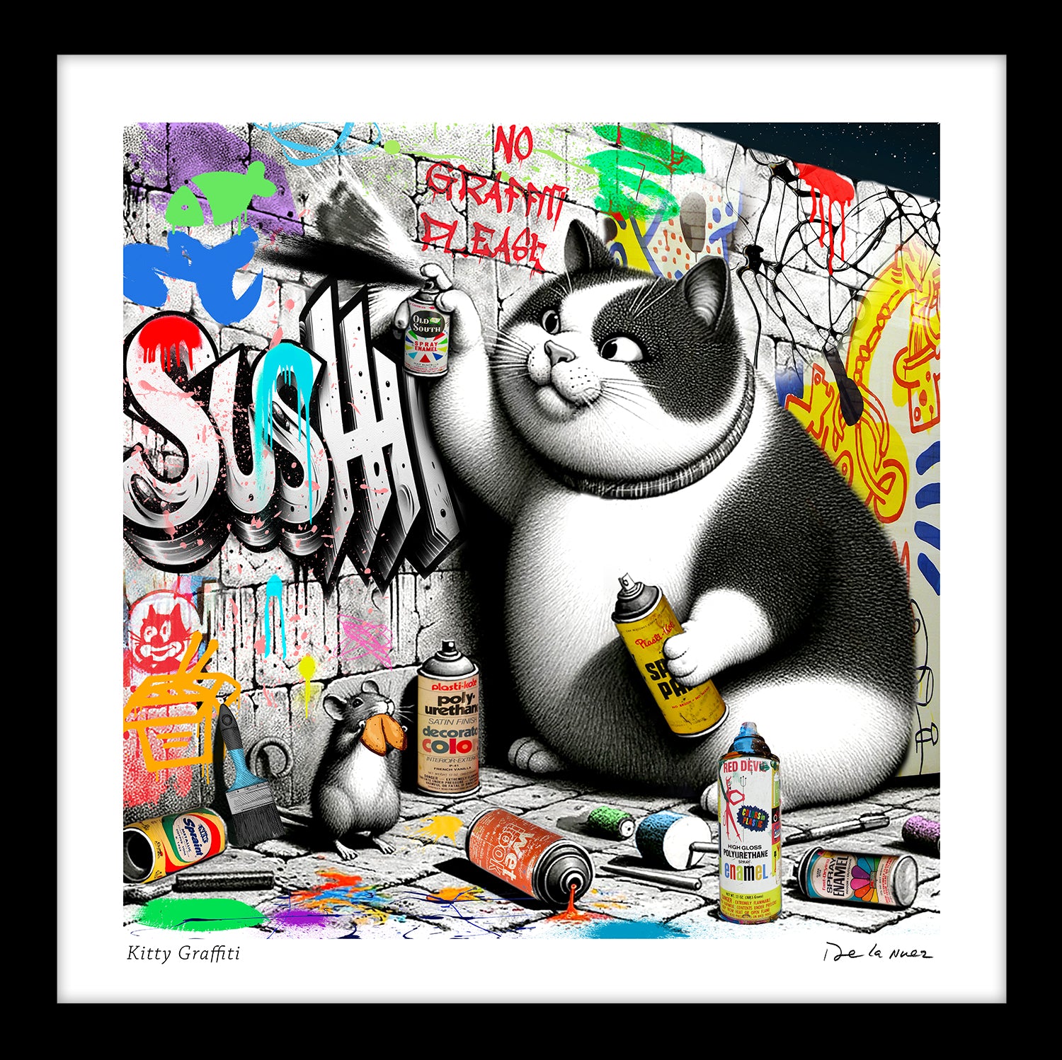 Kitty Graffiti Print | Nelson De La Nuez The King of Pop Art