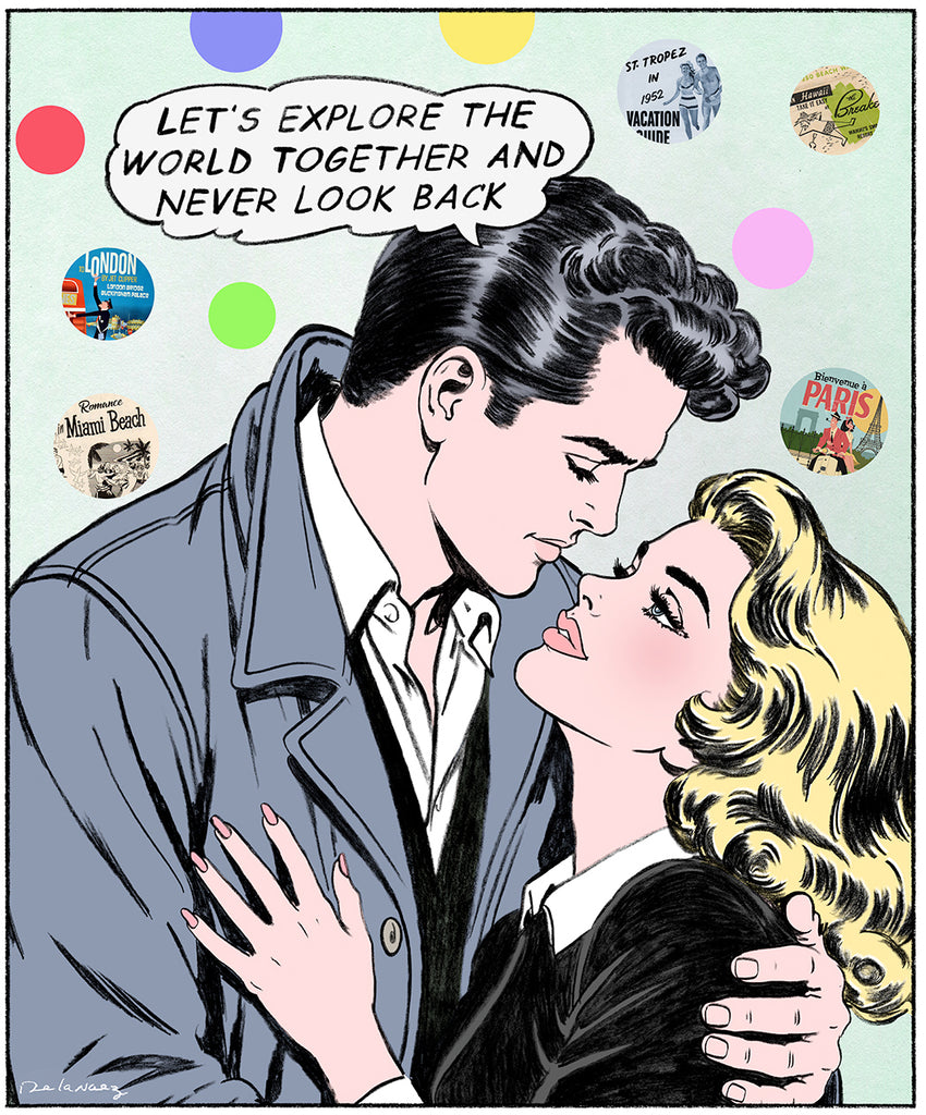king of pop art nelson de la nuez lifetime of adventures love couple romance travel vacation material girl
