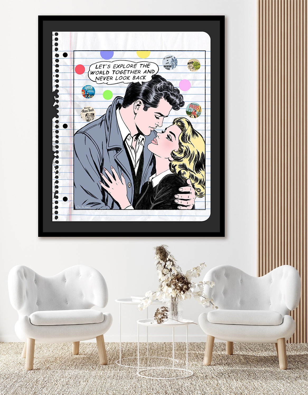 king of pop art nelson de la nuez lifetime of adventure framed mixed media love couple romance travel