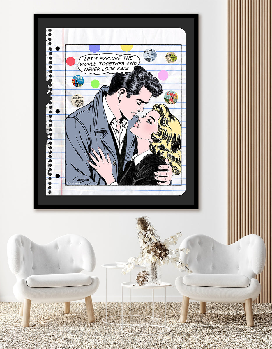 Lifetime of Adventure Mixed Media Notebook Paper Style - FRAMED