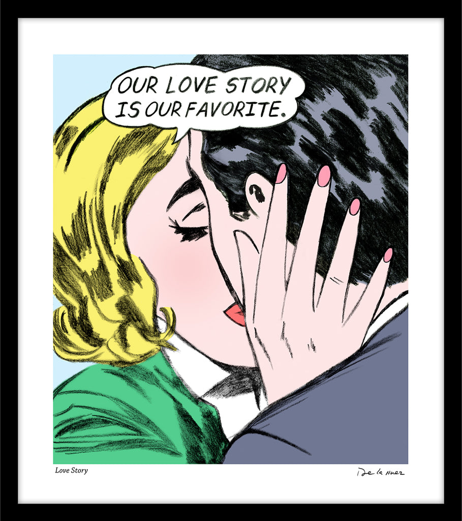 love story couple kiss bedroom art