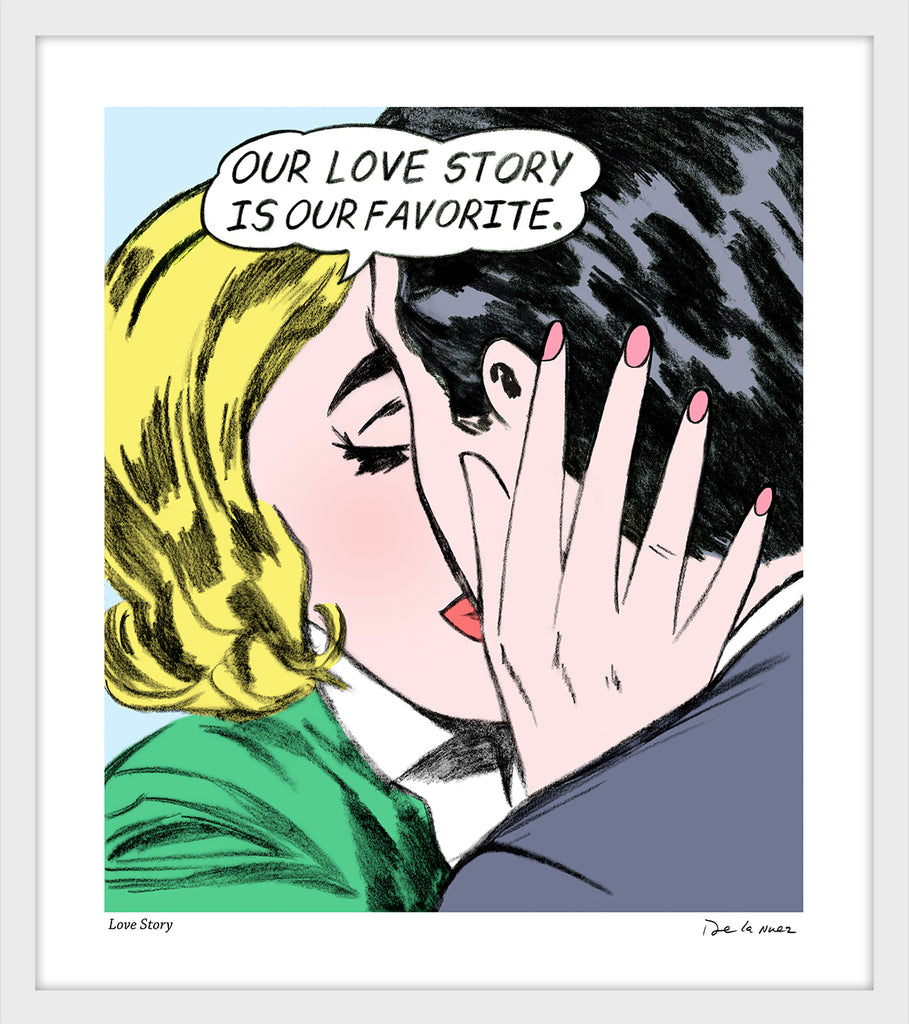 love story couple kiss bedroom art