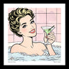 Martini Time bathroom art bathtub cocktails de la nuez black frame