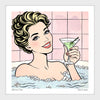 Martini Time bathroom art bathtub cocktails de la nuez white frame