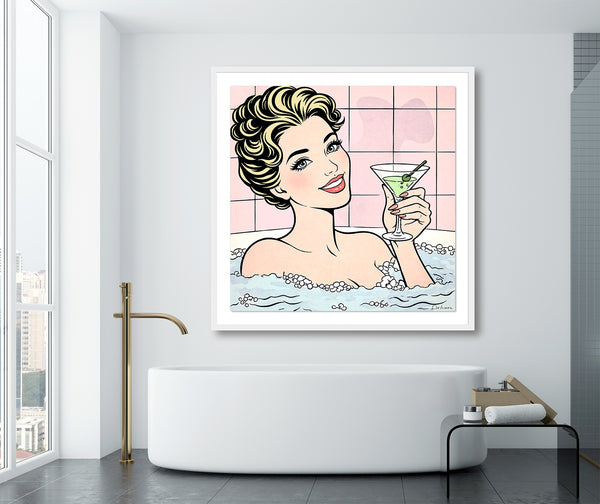 Martini Time bathroom spa art pop art nelson de la nuez