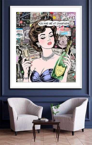 more bubbly nelson de la nuez pop art king of pop art cocktail champagne champs wine pop artist king of pop art