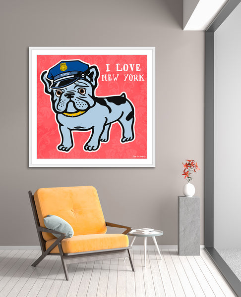 nelson de la nuez pop art contemporary art king of pop art french bulldog, dog bulldog police new york nypd nyc i love ny