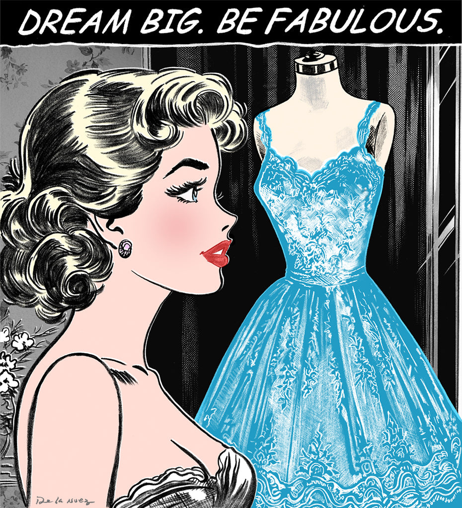 king of pop art nelson de la nuez never stop dreaming print dream big fabulous dress shopping luxury 