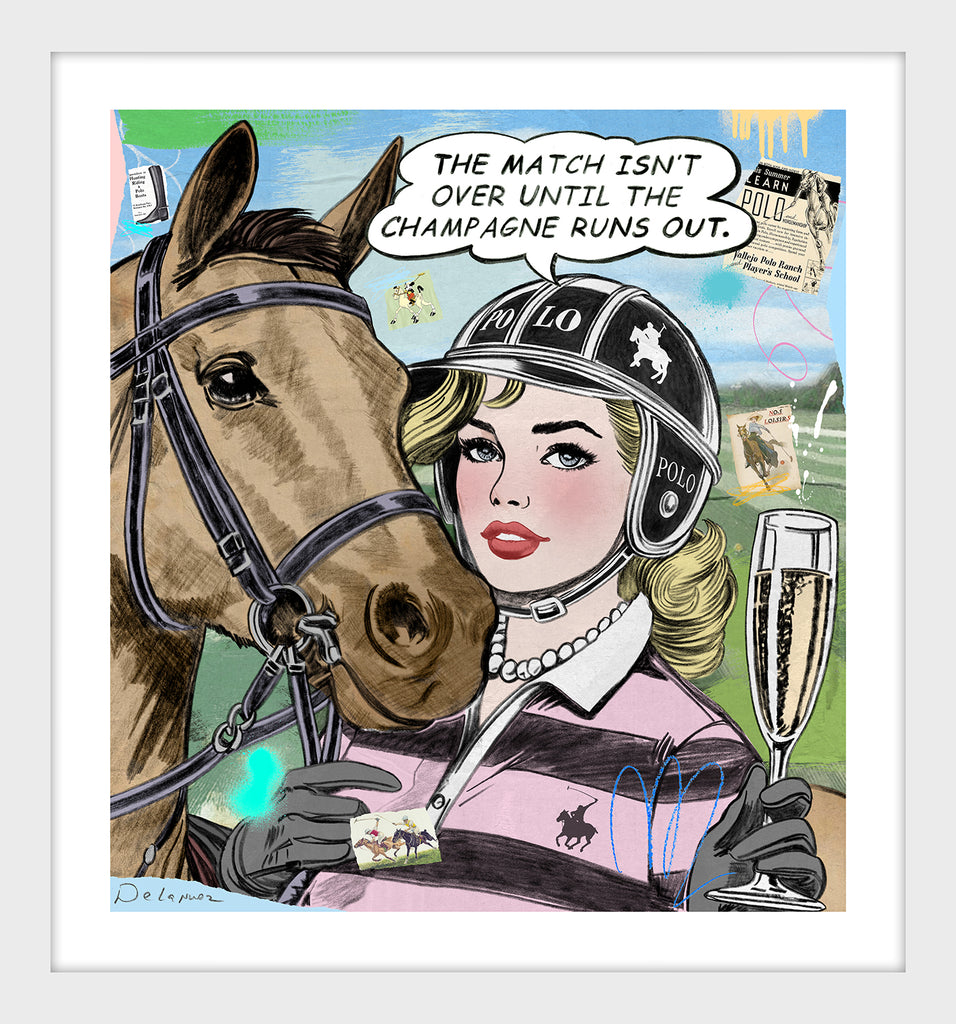 polo player horse champagne polo match nelson de la nuez pop art