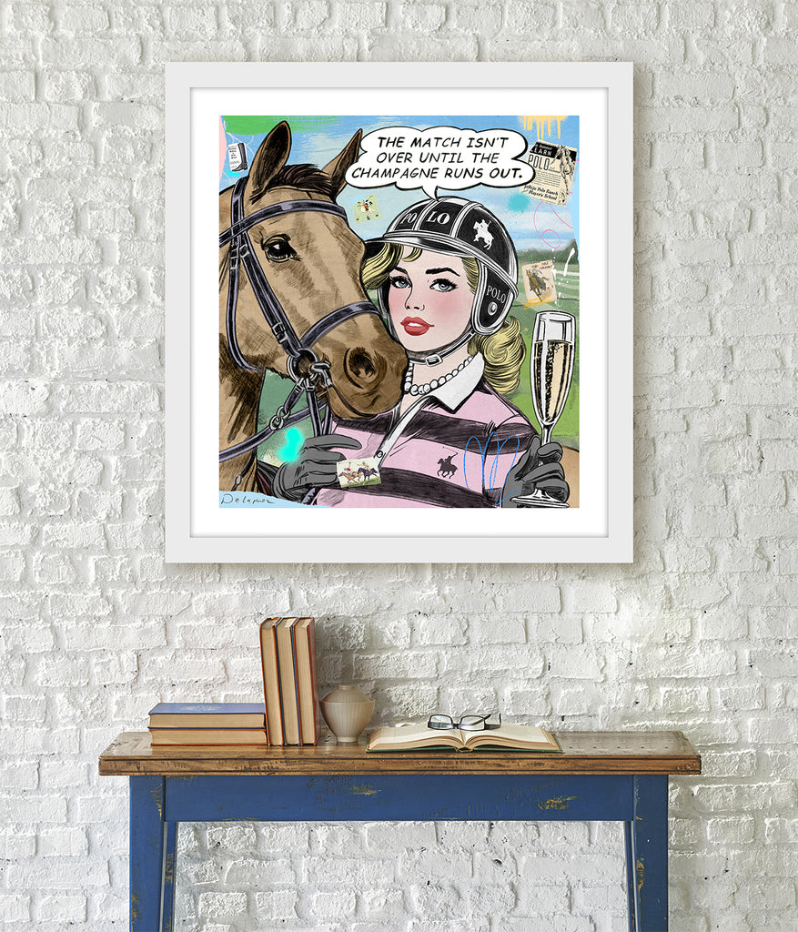 polo player horse champagne polo match nelson de la nuez pop art