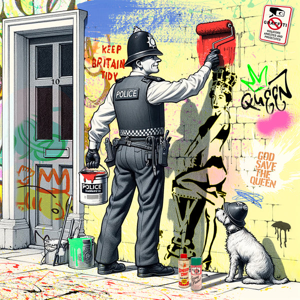 king of pop art nelson de la nuez royal scandal print royal family england britain god save the queen elizabeth graffiti street art humor police