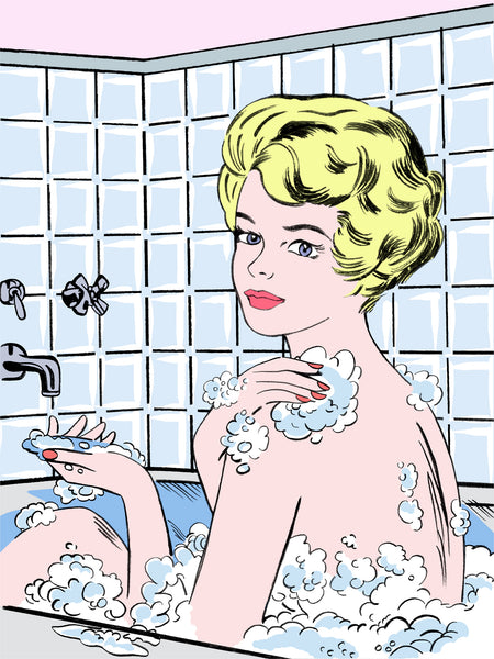 king of pop art nelson de la nuez rub a dub dub print bathtub bathing beauty pin up bathroom art pinup
