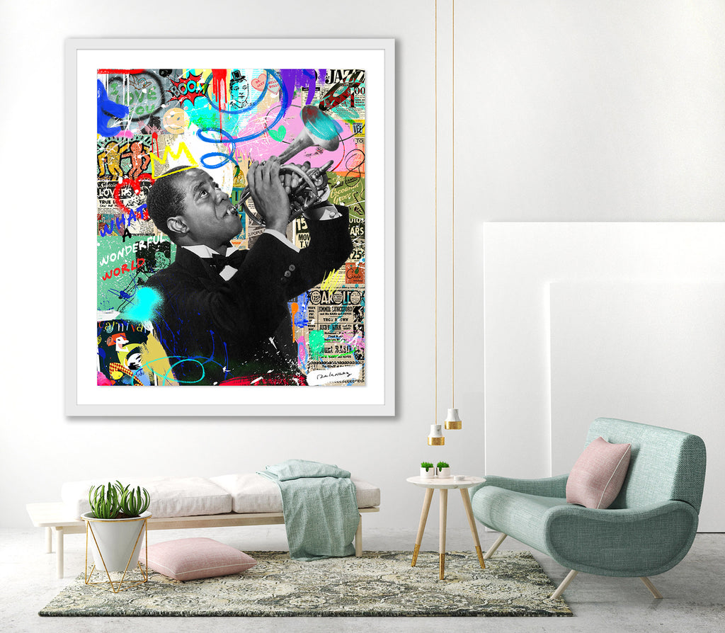 Satchmo Mixed Media - FRAMED, Signed | Nelson De La Nuez The King
