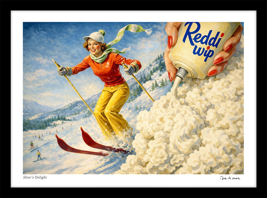 skier skiing whipped cream de la nuez
