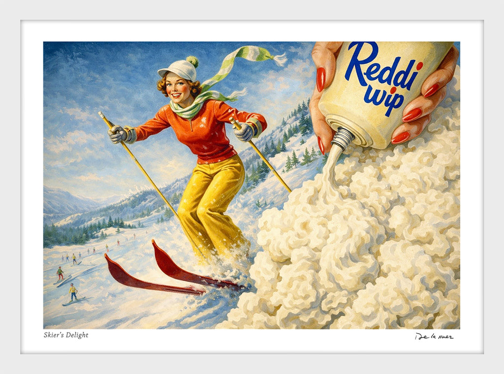 skier skiing whipped cream de la nuez