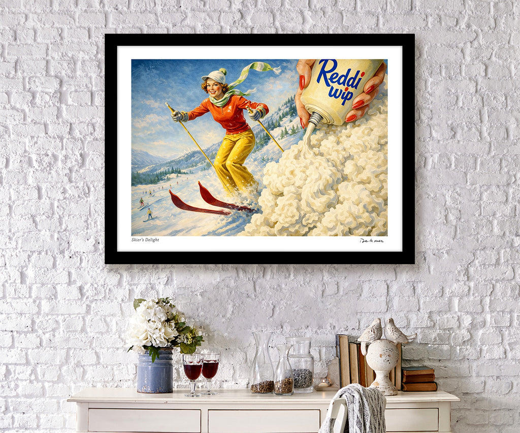 skier skiing whipped cream de la nuez interior designer